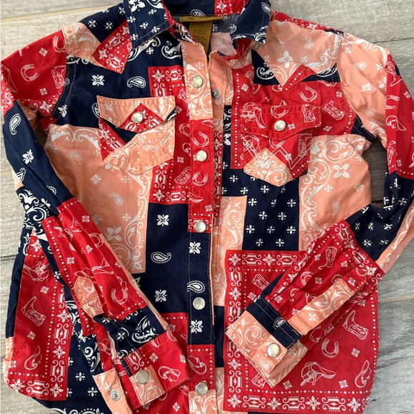 Girls Wrangler Pearl Button Down Shirt - Picture 1 of 3